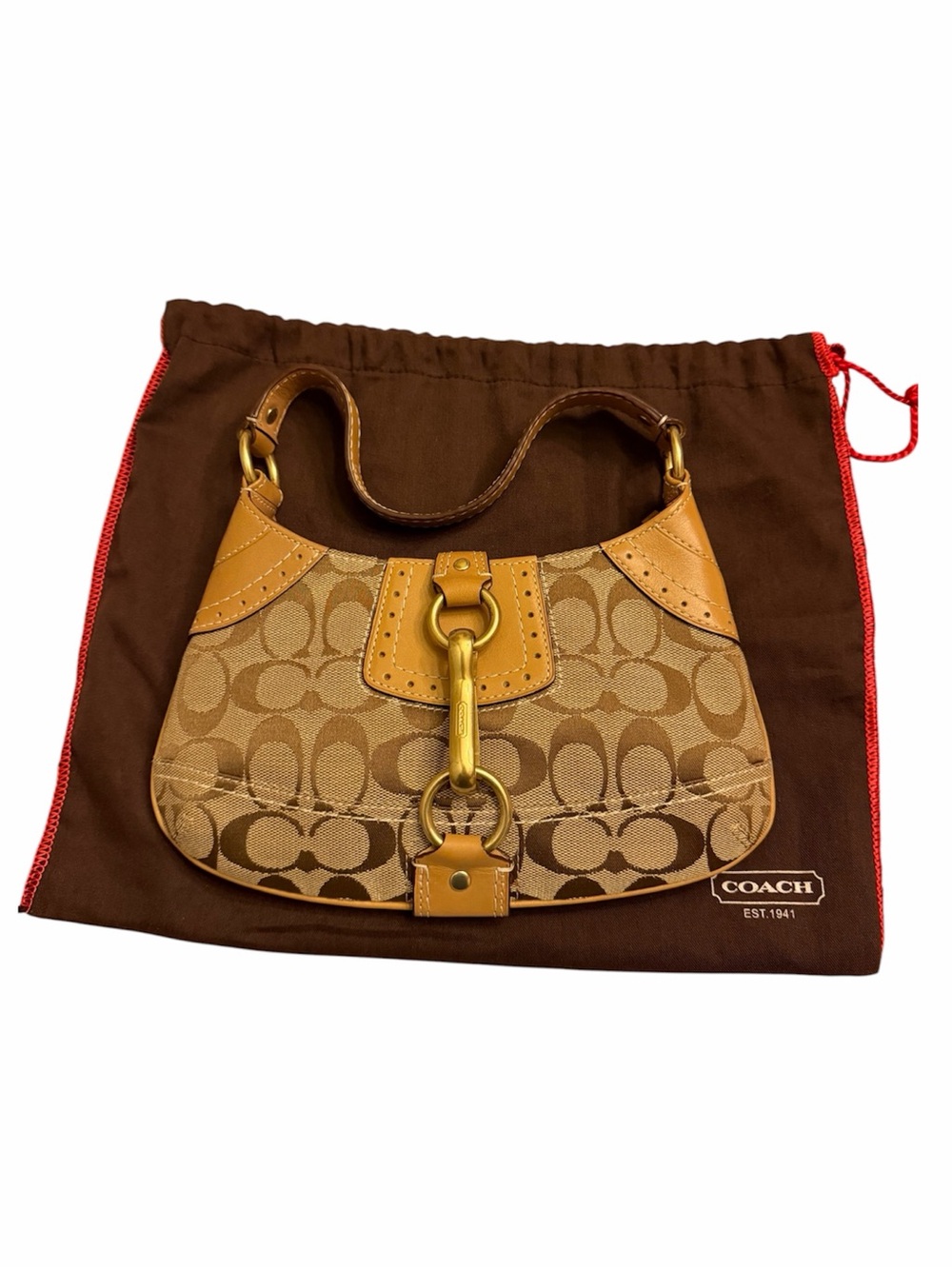 Vtg Coach Signature Canvas and leather Bag in excellent condition Brown and tan